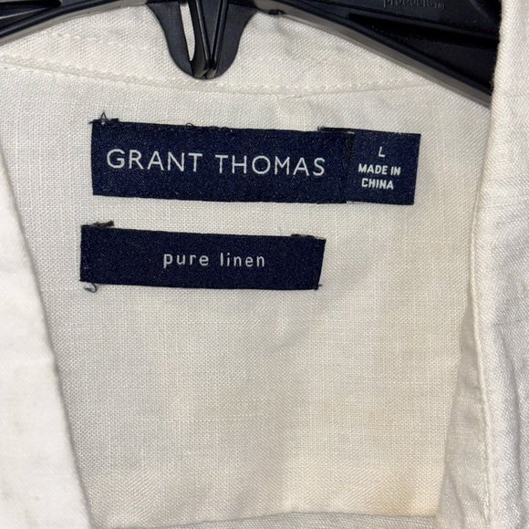 Grant Thomas 100% linen short-sleeve button-down shirt SZ L - Picture 2 of 9